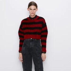 Zara Striped Cropped Sweater